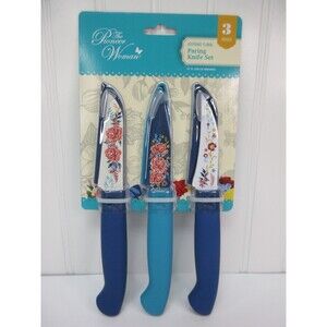 Pioneer Woman Keepsake Floral Stainless Steel Paring Knife Set 3pc Blade Cover